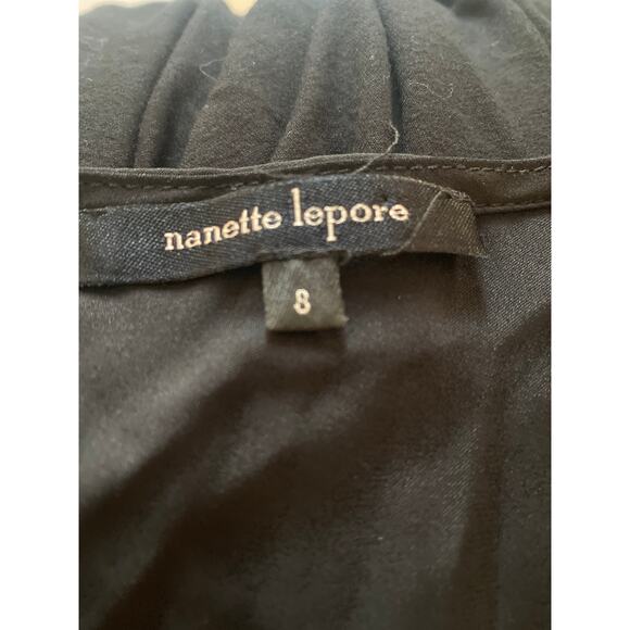Nanette Lepore Stretch Silk Blouse Drape Sleeveless Black/ivory Size Small - Picture 4 of 5